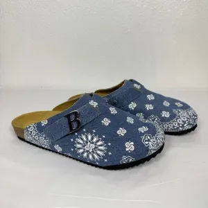 Bravest Studios Bandana Denim Paisley Clogs Men's Size 14 Slip On Shoes READ