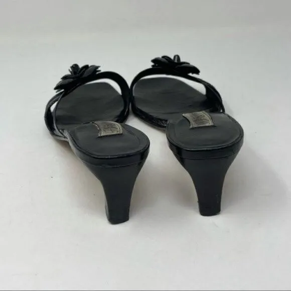 Brighton Raina black heeled sandals 6M metal accents BoxB