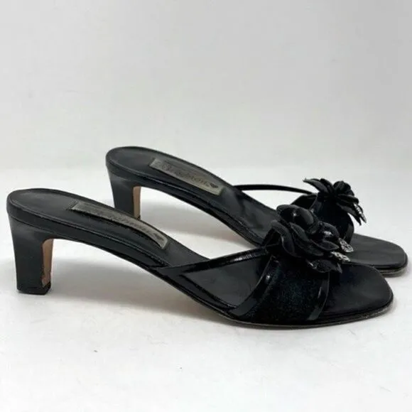 Brighton Raina black heeled sandals 6M metal accents BoxB