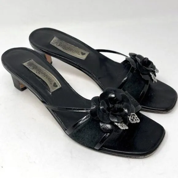 Brighton Raina black heeled sandals 6M metal accents BoxB