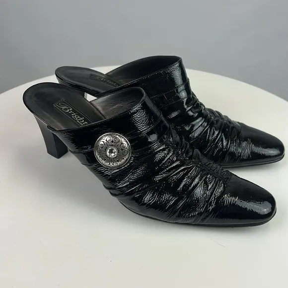 Brighton Women’s Black Leather Rubens Heeled Boots Size 9.5
