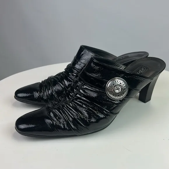 Brighton Women’s Black Leather Rubens Heeled Boots Size 9.5