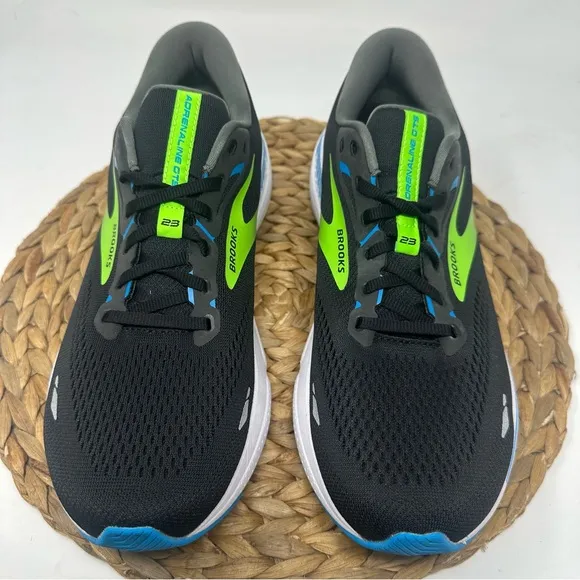 BROOKS Adrenaline GTS 23 Running Shoes Black Blue Green Size 11 NARROW Men's