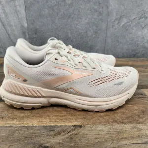 Brooks Adrenaline GTS 23 Sz 8 Womens Crystal Grey White Beige Running Shoes