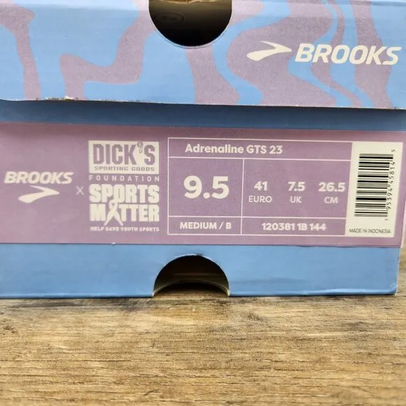 Brooks Adrenaline GTS 23 Sz 9.5 Womens Beige Ivory Purple Blue Running Shoes New