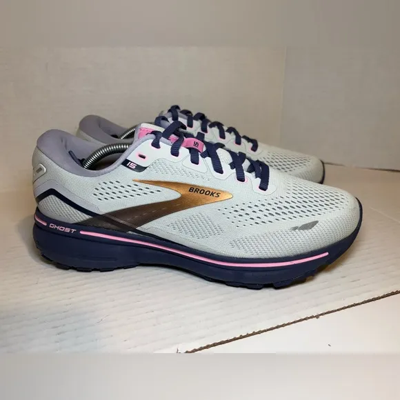 Brooks Ghost 15 Comfy Running Shoes / 9 Wide Blue Pink