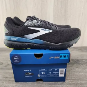 Brooks Ghost 16 Size 14 Mens Black Ebony Blue Athletic Casual Running Shoes