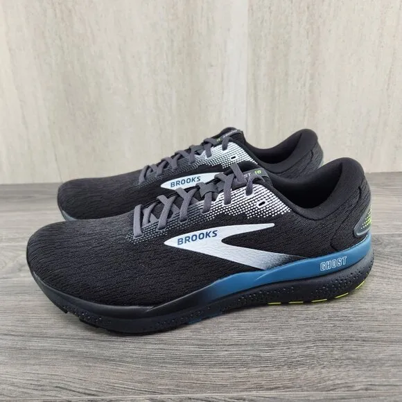 Brooks Ghost 16 Size 14 Mens Black Ebony Blue Athletic Casual Running Shoes