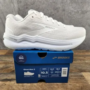 Brooks Ghost Max 2 Sz 10.5 Mens Bright White Casual Walking Running Shoes