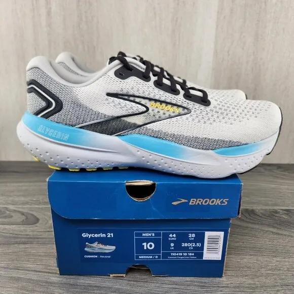 Brooks Glycerin 21 Size 10 Mens Coconut Forged Iron Grey Black Casual Shoes