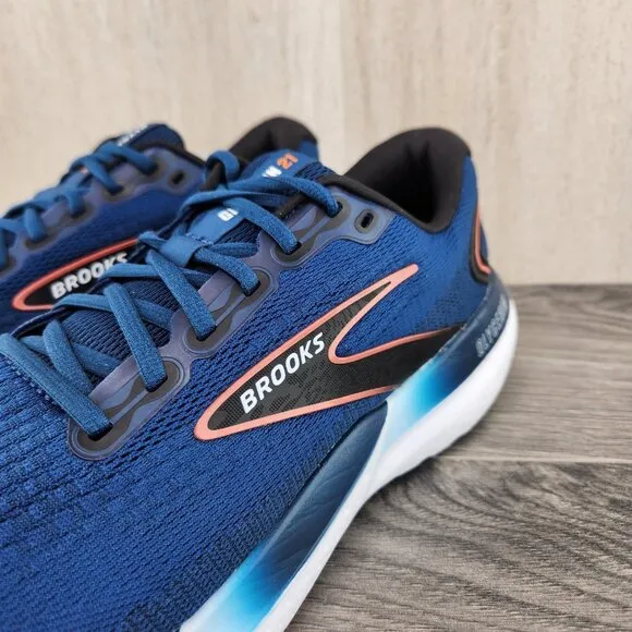 Brooks Glycerin 21 Size 11.5 Mens Blue Opal Black Nasturtium White Running Shoes