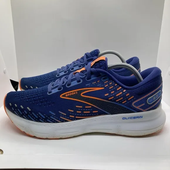 Brooks Glycerin GTS 20  Mens 10  Blue Orange Athletic Running Shoes Sneakers