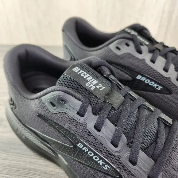 Brooks Glycerin GTS 21 Size 8 Mens Black Ebony Casual Running Athletic Shoes