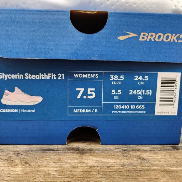 Brooks Glycerin StealthFit 21 Size 7.5 Womens Pink Marshmallow Running Shoes