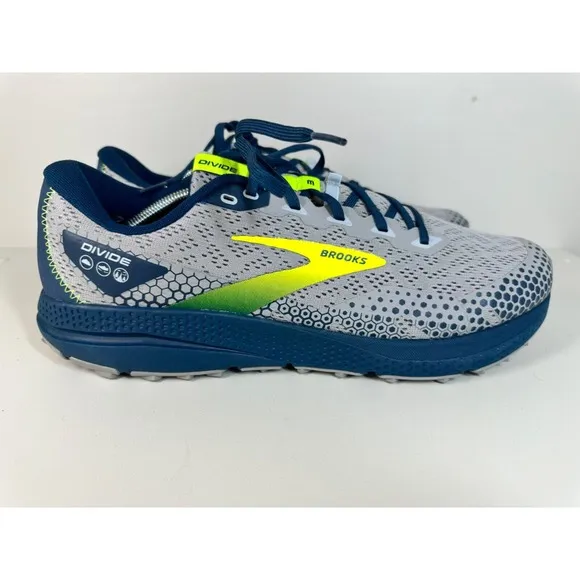 Brooks Men's US 13 Divide 3 Running Shoes Grey/Navy/Lime 110381