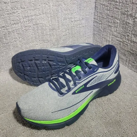 Brooks Trace 2 Men’s Size 9D US Grey Blue Green Gecko Running Shoes 1103881D027