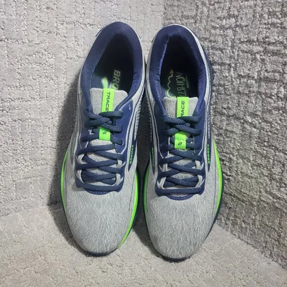 Brooks Trace 2 Men’s Size 9D US Grey Blue Green Gecko Running Shoes 1103881D027