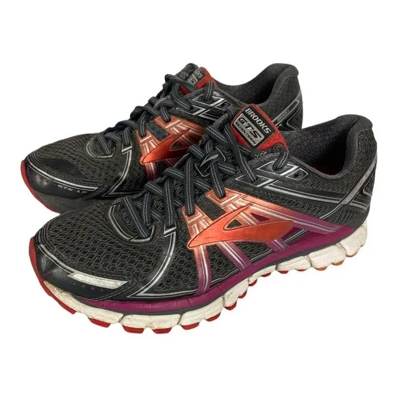 Brooks Womens Adrenaline GTS 17 1202311B044 Gray Running Shoes Sneakers Size 8M