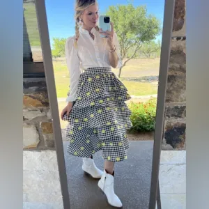 BURU Teagan Skirt in Daisy Gingham
