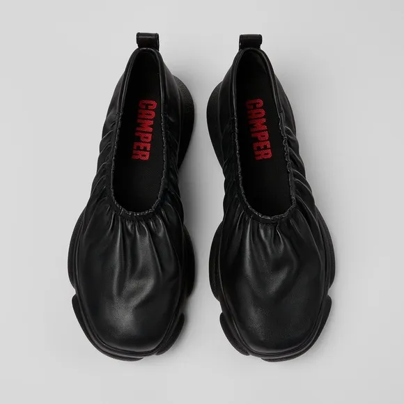Camper Karst Black Leather Ballerina Slip On Shoes Womens 38 US 7.5