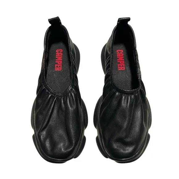 Camper Karst Black Leather Ballerina Slip On Shoes Womens 38 US 7.5