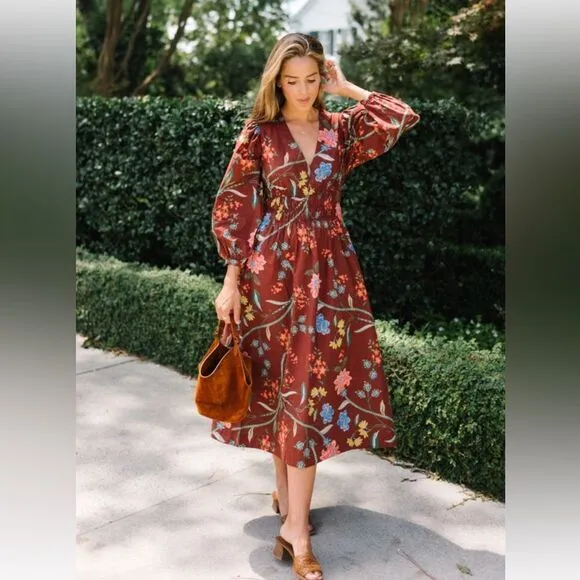 Cara Cara Ginger floral midi dress size medium
