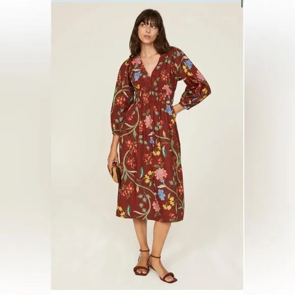 Cara Cara Ginger floral midi dress size medium