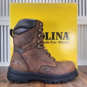 Carolina 8&quot; Waterproof Steel Toe Work Boots Men's 8 EE Wide Brown Leather CA3524