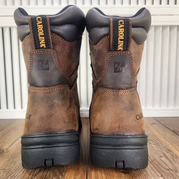 Carolina 8&quot; Waterproof Steel Toe Work Boots Men's 8 EE Wide Brown Leather CA3524
