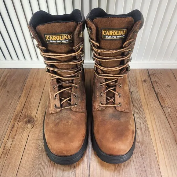 Carolina 8&quot; Waterproof Steel Toe Work Boots Men's 8 EE Wide Brown Leather CA3524