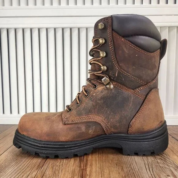 Carolina 8&quot; Waterproof Steel Toe Work Boots Men's 8 EE Wide Brown Leather CA3524