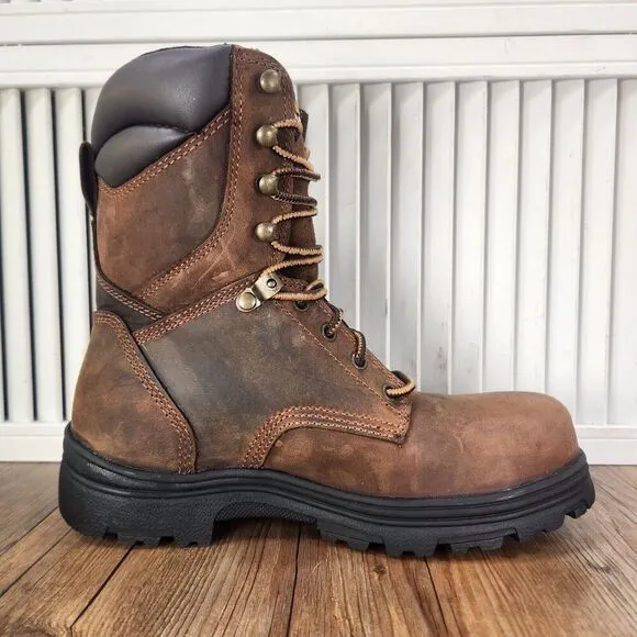 Carolina 8&quot; Waterproof Steel Toe Work Boots Men's 8 EE Wide Brown Leather CA3524