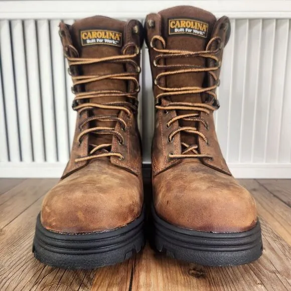 Carolina 8&quot; Waterproof Steel Toe Work Boots Men's 8 EE Wide Brown Leather CA3524