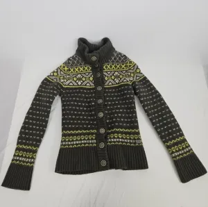 Carve Designs Cardigan Women's  extraSmall Brown Yellow 100% Merino Wool Sweater