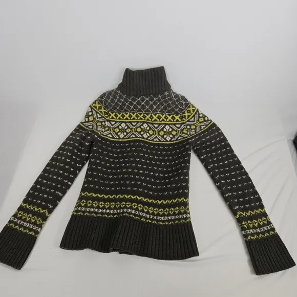 Carve Designs Cardigan Women's  extraSmall Brown Yellow 100% Merino Wool Sweater