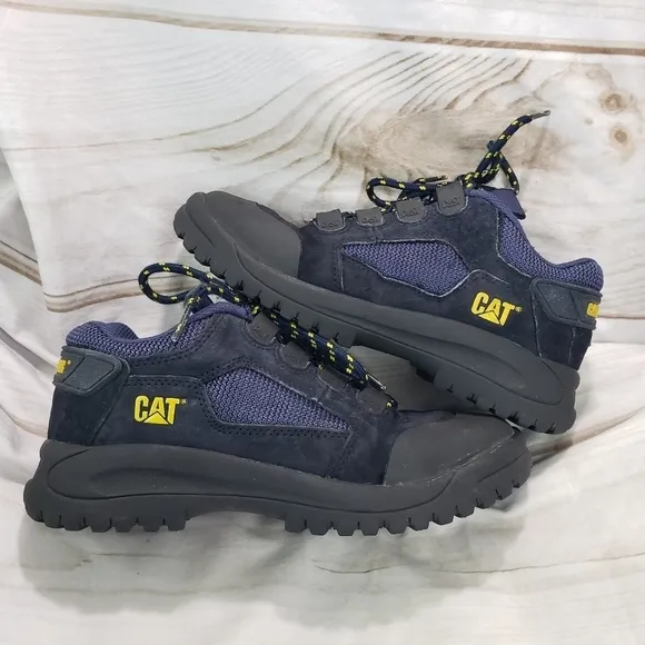 Cat Caterpillar Industrial Work Shoes Blue Youth Size 6.5 Womens Size 8 Leather