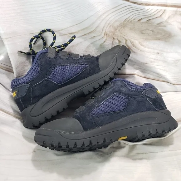 Cat Caterpillar Industrial Work Shoes Blue Youth Size 6.5 Womens Size 8 Leather