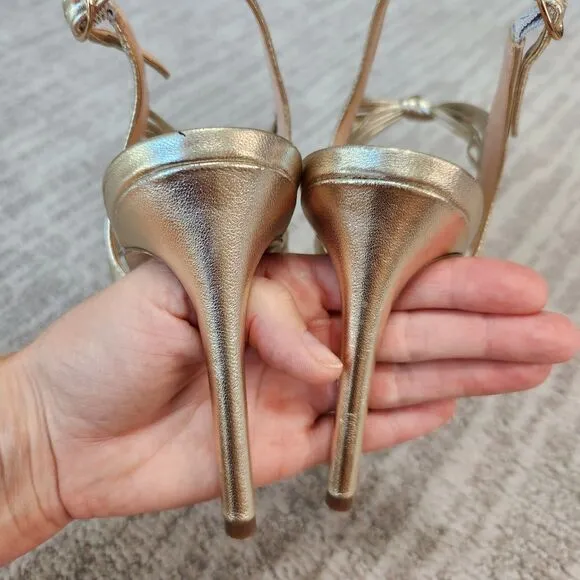 Charles David elegant strappy metallic gold sandals heels, size 11 ladies
