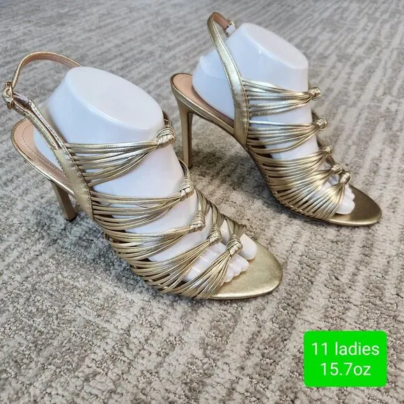 Charles David elegant strappy metallic gold sandals heels, size 11 ladies