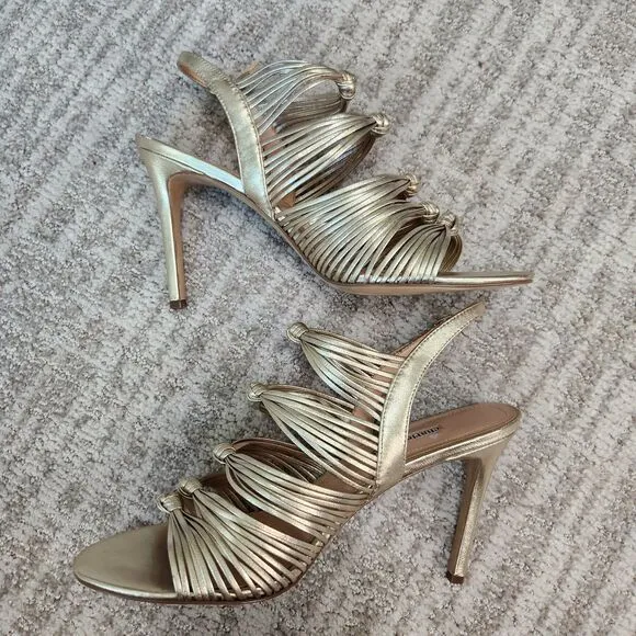 Charles David elegant strappy metallic gold sandals heels, size 11 ladies