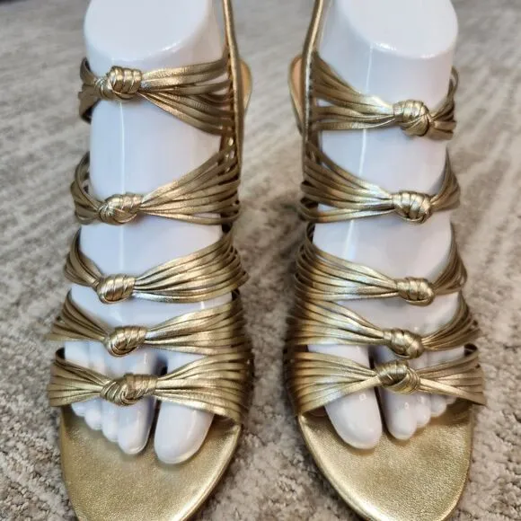 Charles David elegant strappy metallic gold sandals heels, size 11 ladies
