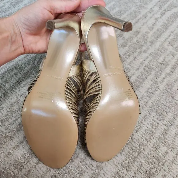 Charles David elegant strappy metallic gold sandals heels, size 11 ladies