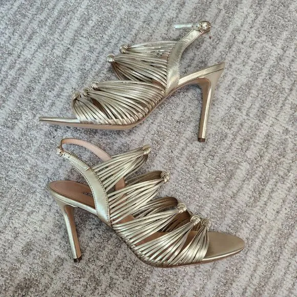 Charles David elegant strappy metallic gold sandals heels, size 11 ladies