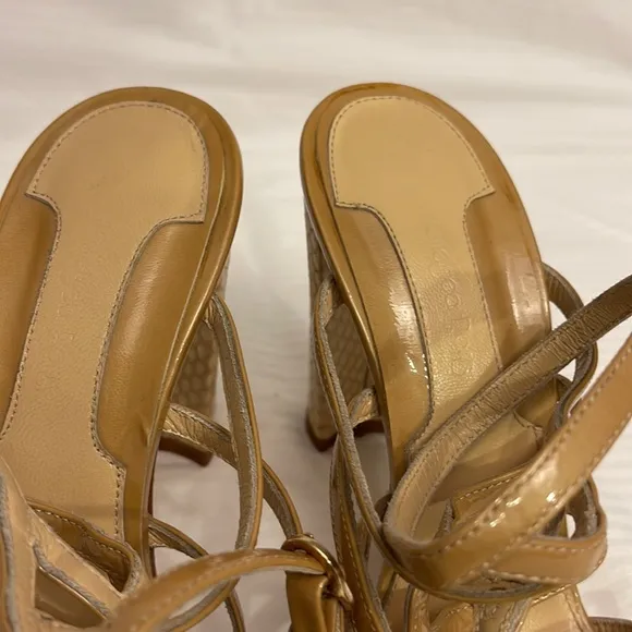 Chelsea Paris Leather Strappy Sandal Heels Beige Size IT 40 USA 10