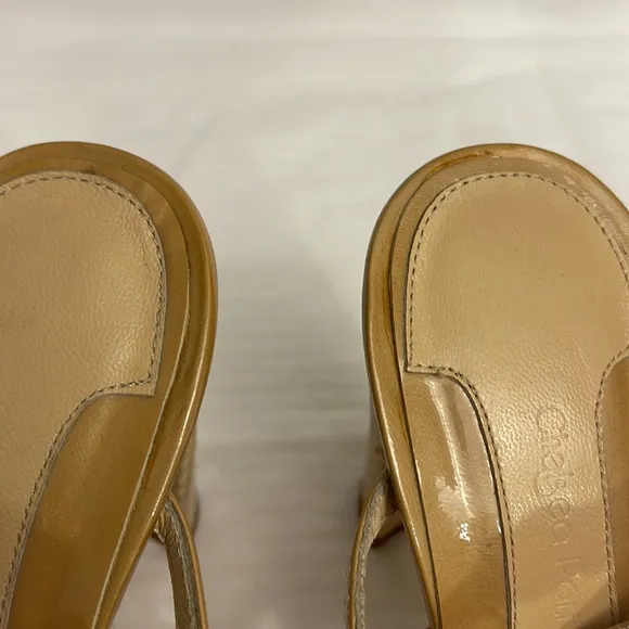 Chelsea Paris Leather Strappy Sandal Heels Beige Size IT 40 USA 10