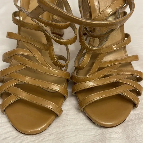 Chelsea Paris Leather Strappy Sandal Heels Beige Size IT 40 USA 10
