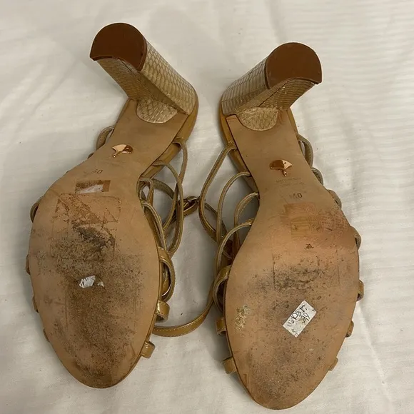 Chelsea Paris Leather Strappy Sandal Heels Beige Size IT 40 USA 10