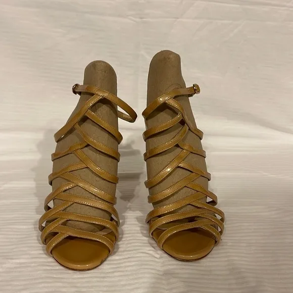 Chelsea Paris Leather Strappy Sandal Heels Beige Size IT 40 USA 10