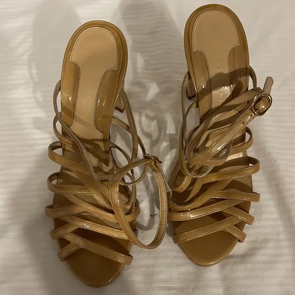 Chelsea Paris Leather Strappy Sandal Heels Beige Size IT 40 USA 10