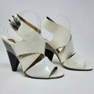 Chloe Off White Criss Cross Patent Leather Heels